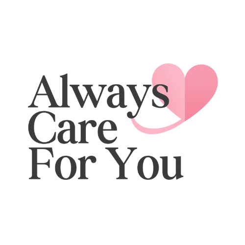 A circular logo with text and heart graphic on a green background.