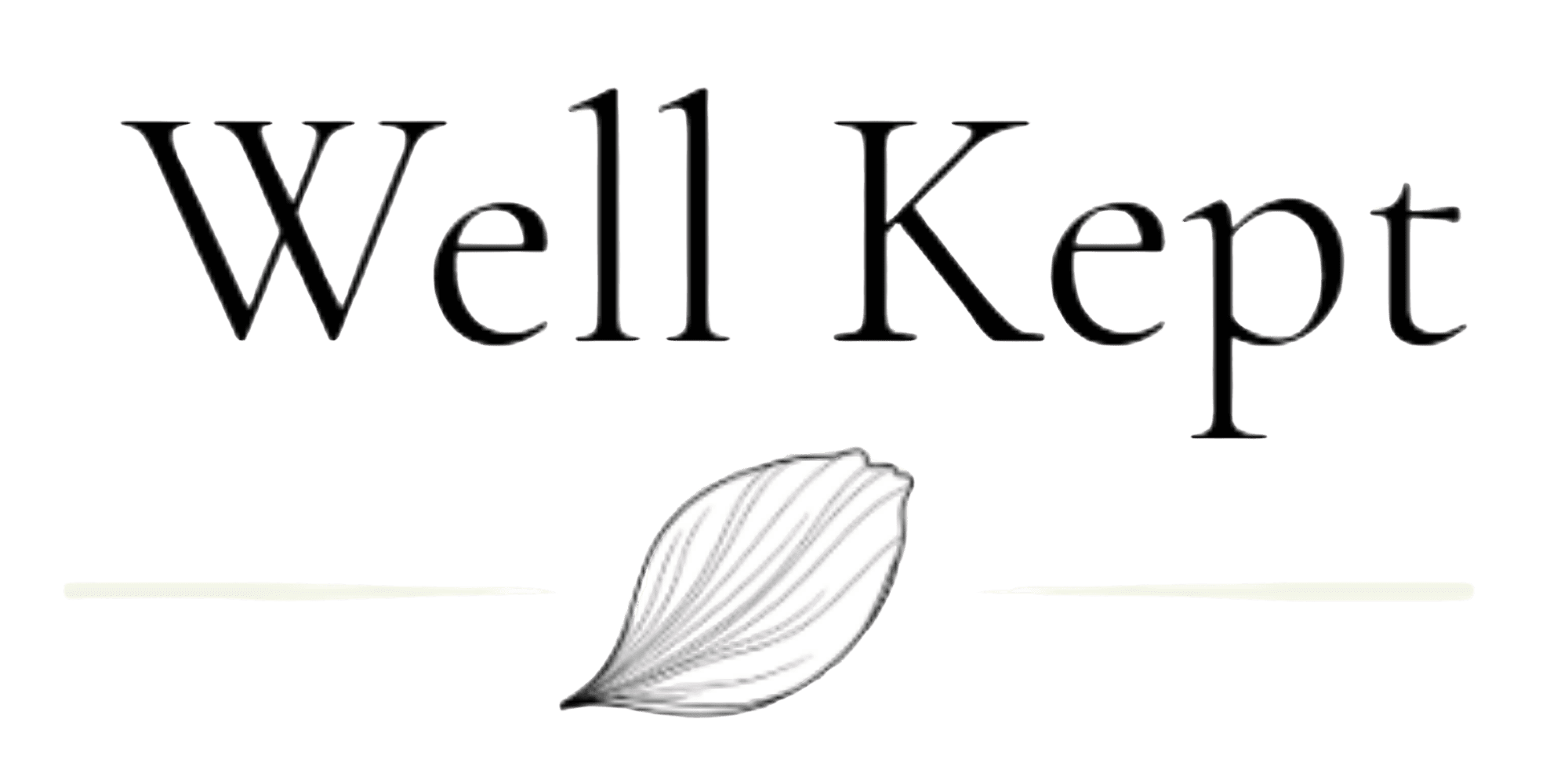 Logo for a brand named 'Well Kept' with a leaf graphic.