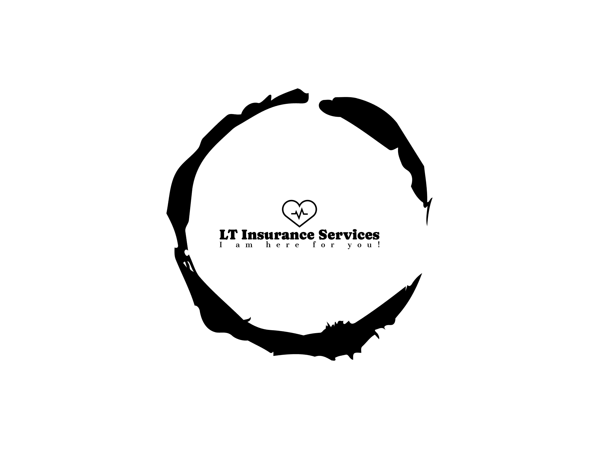 A minimalist black circular logo with text inside on white background.