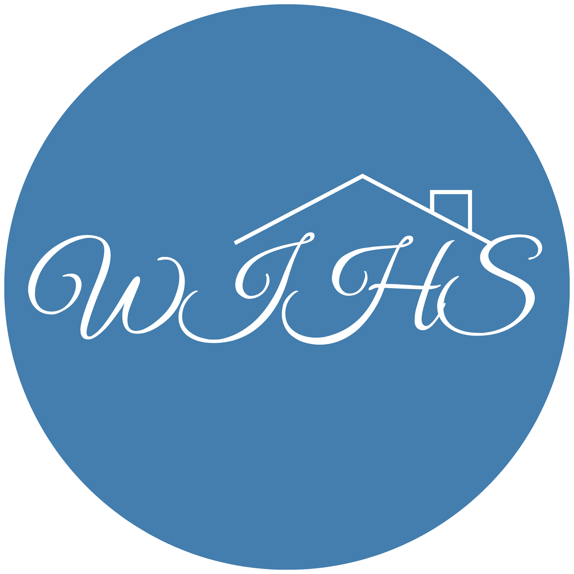 A logo for a home services company with stylized letters and a roofline.