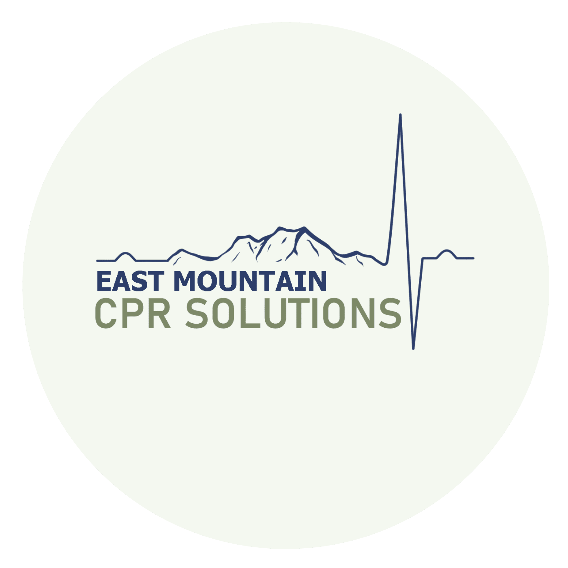 Logo for a CPR training company with mountain and heartbeat design