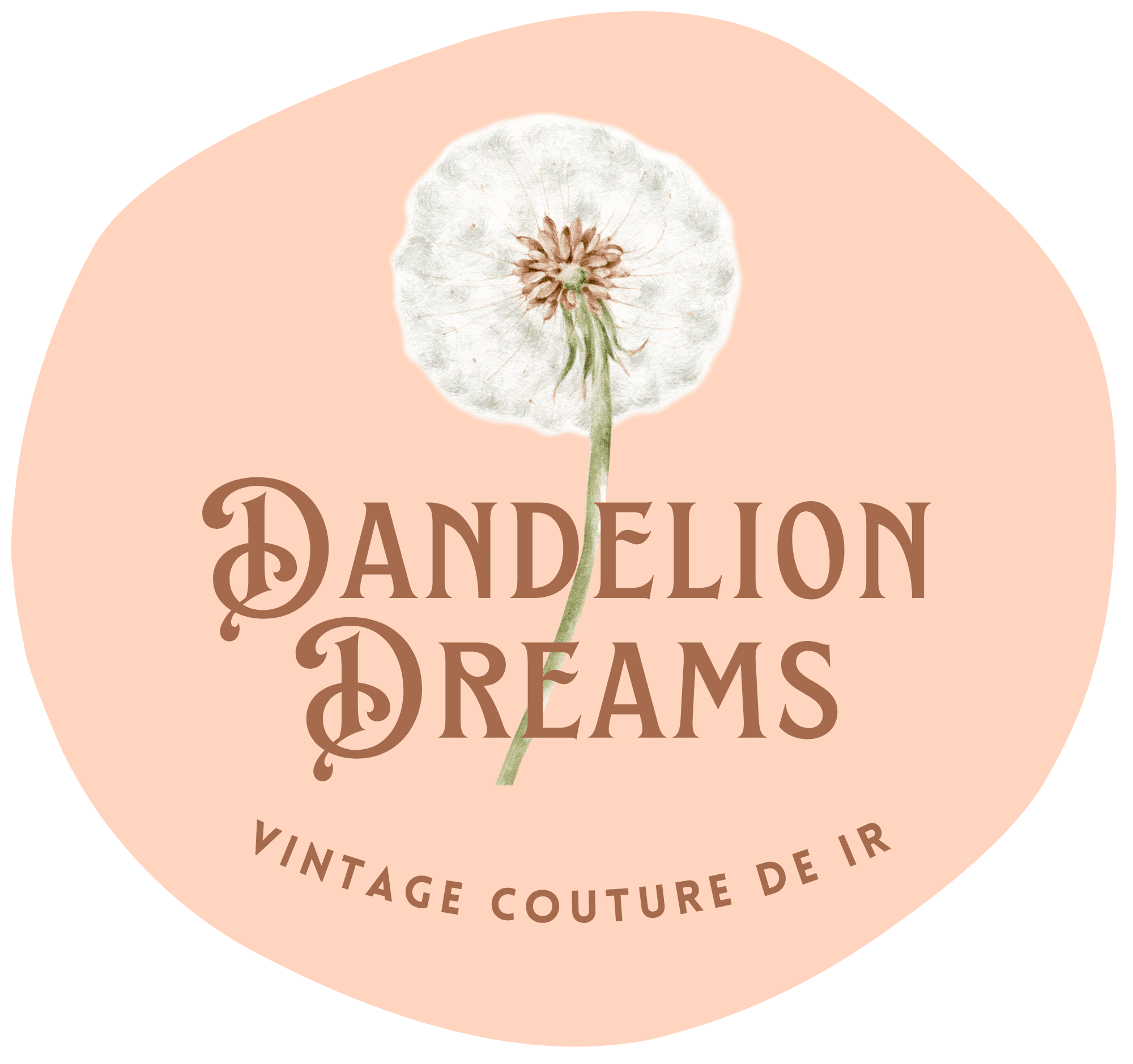 Logo for a vintage clothing brand featuring a dandelion illustration.