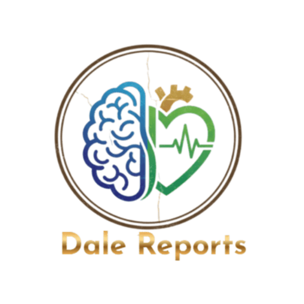 Logo for a health or wellness report service featuring brain and heart icons.