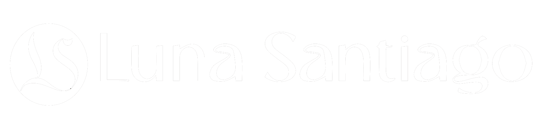 Corporate logo for Luna Santiago on solid green background