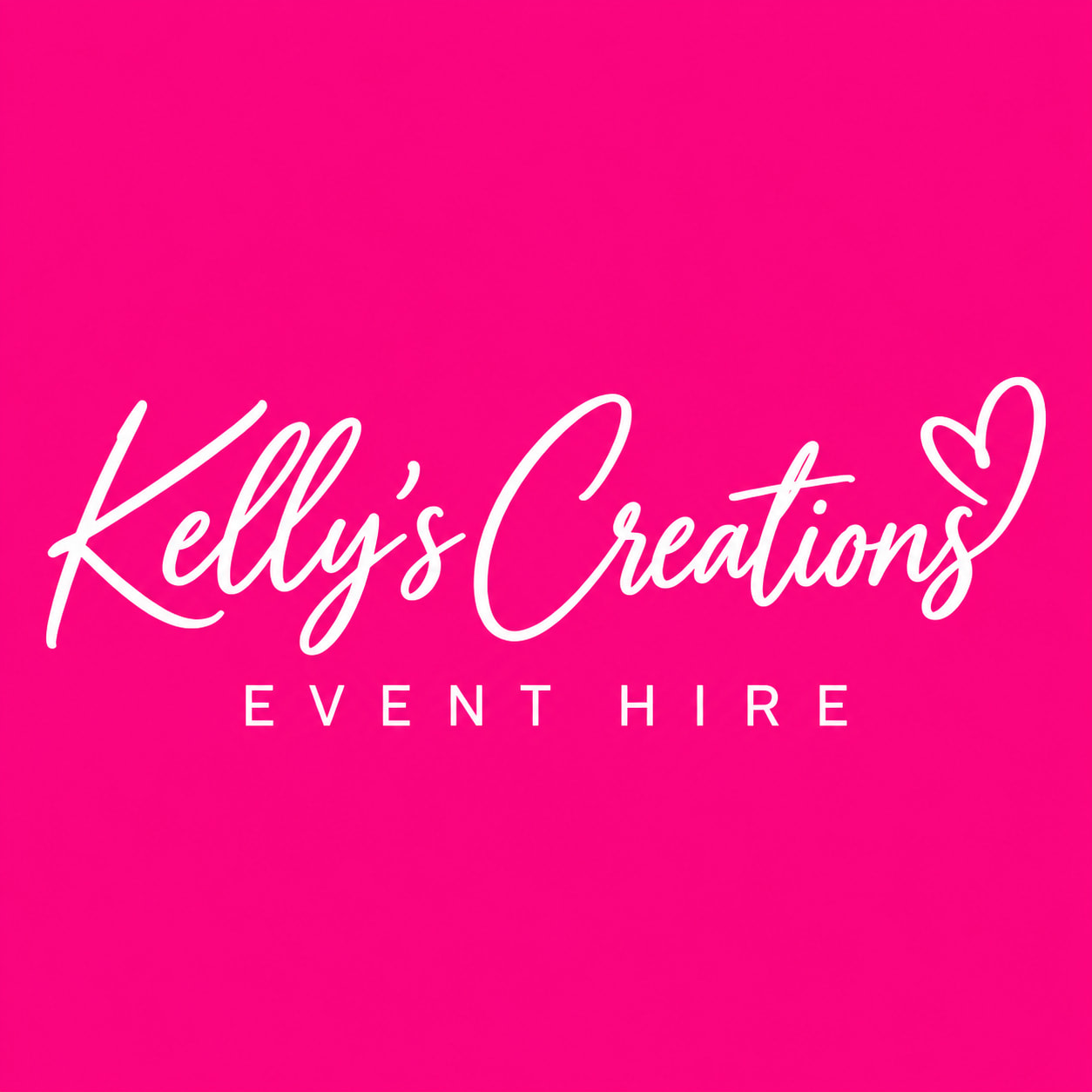 A bright pink logo for an event hire business with white cursive text.