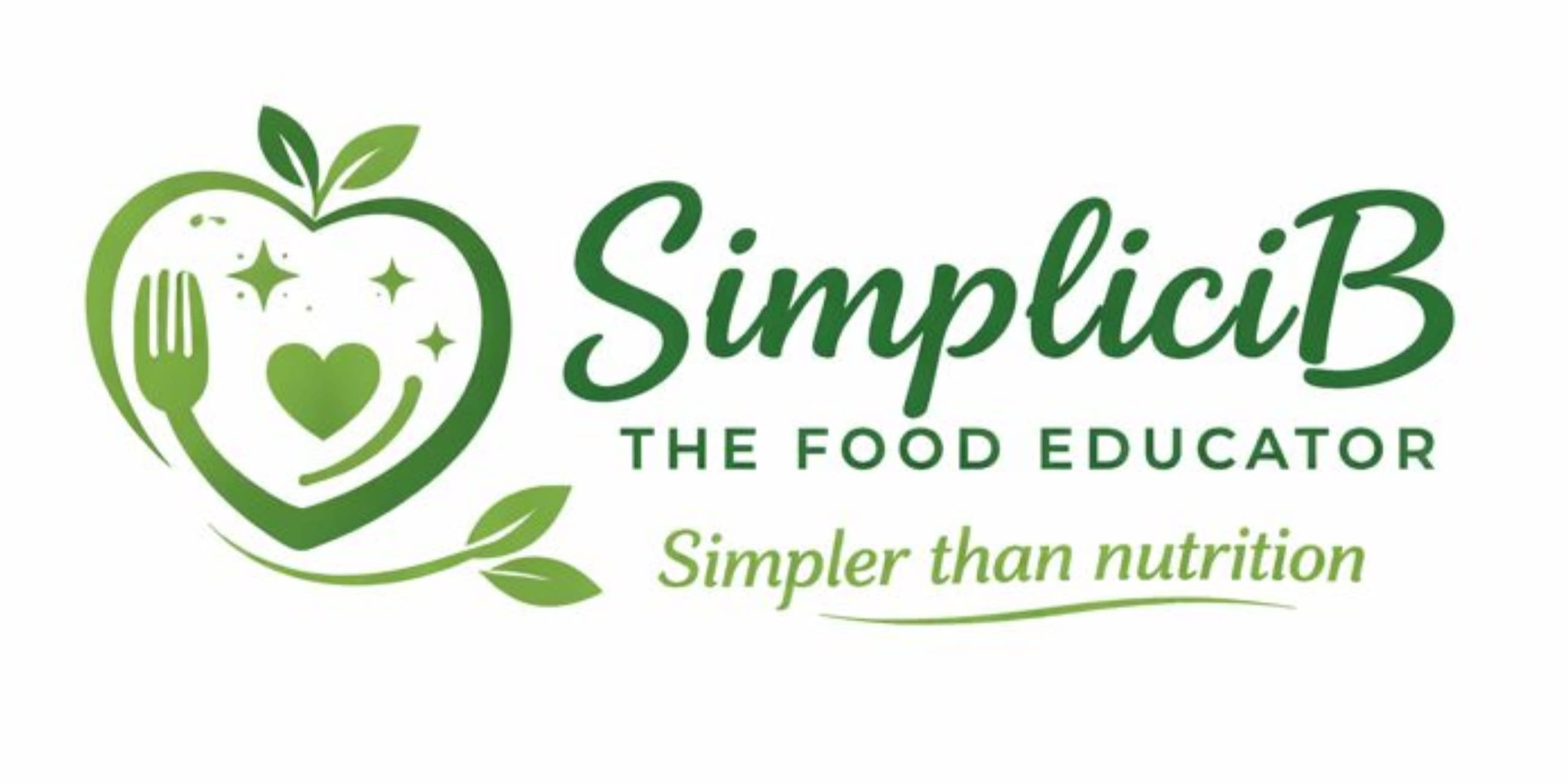 Logo for a food education brand with green apple and fork icon.