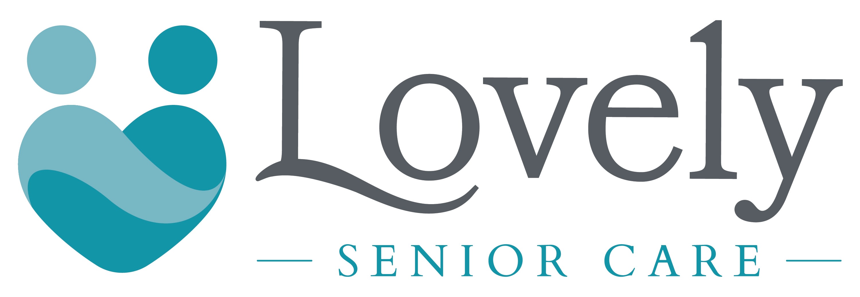 Logo for a senior care service with stylized heart and figures.