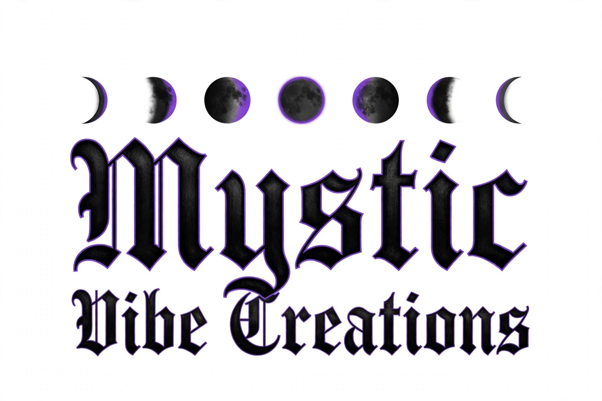 Logo for Mystic Vibe Creations with moon phases above text