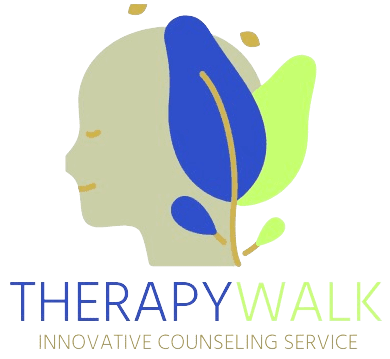 Logo for a counseling service featuring a stylized head with leaf elements.