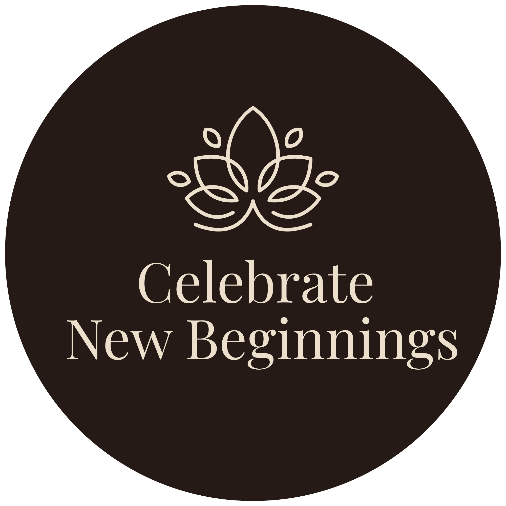 Circular logo with lotus icon and text for a wellness or event brand.