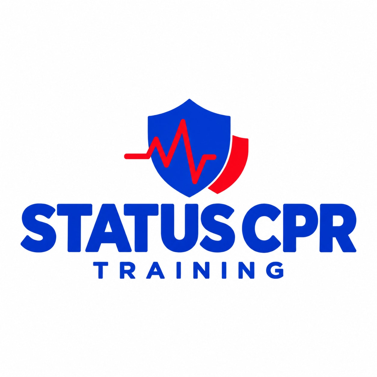 Logo for a CPR training company with shield and heartbeat design.