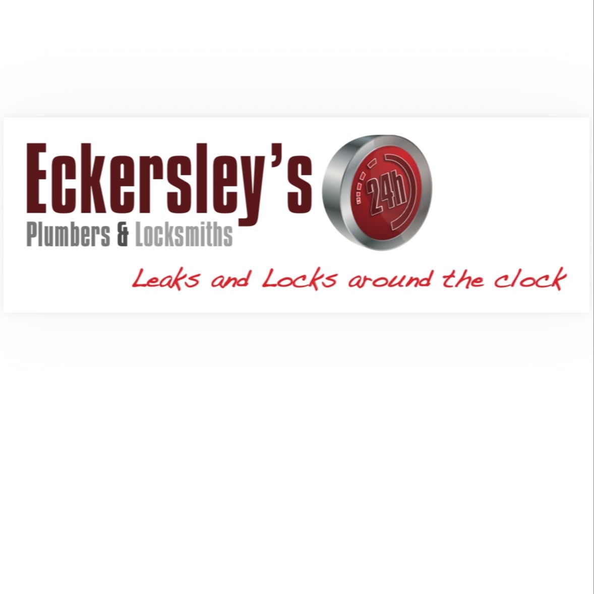 A business sign for a plumbing and locksmith service with 24-hour availability.