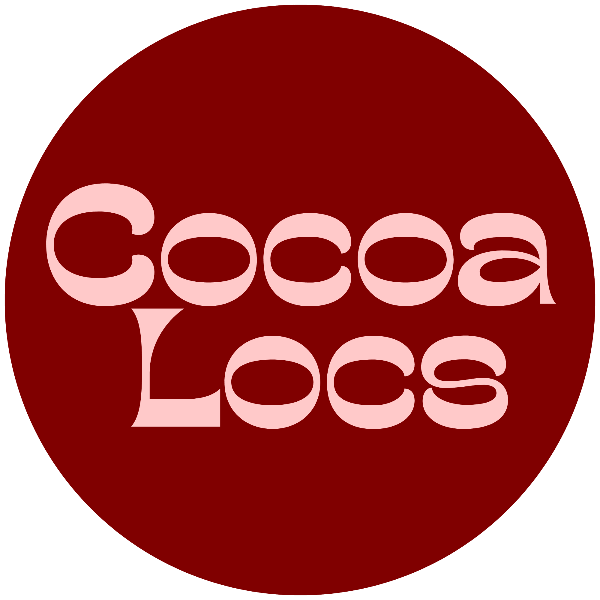 A logo for a brand named Cocoa Locs, circular red with pink text.