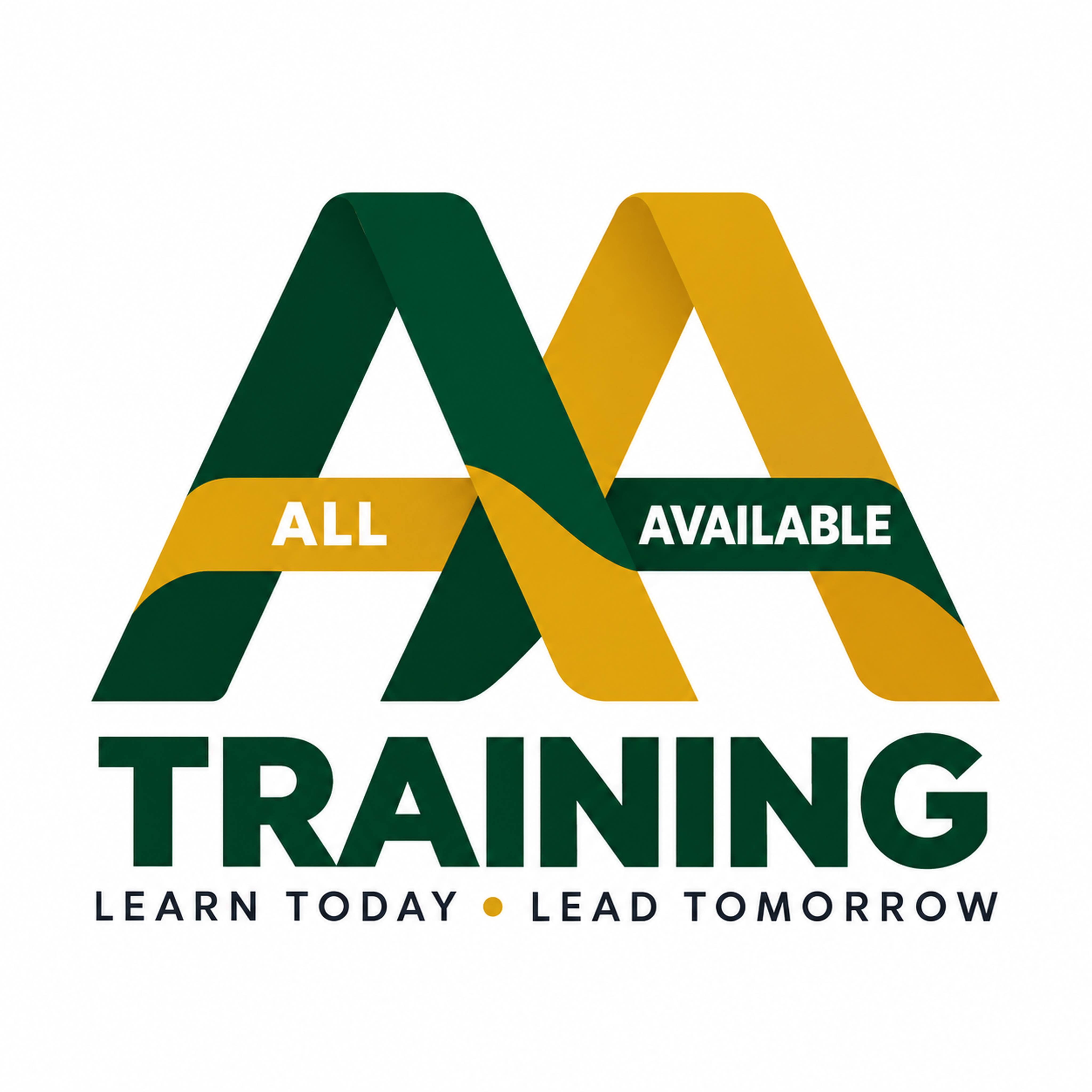 Logo for a training company with stylized A's and tagline.