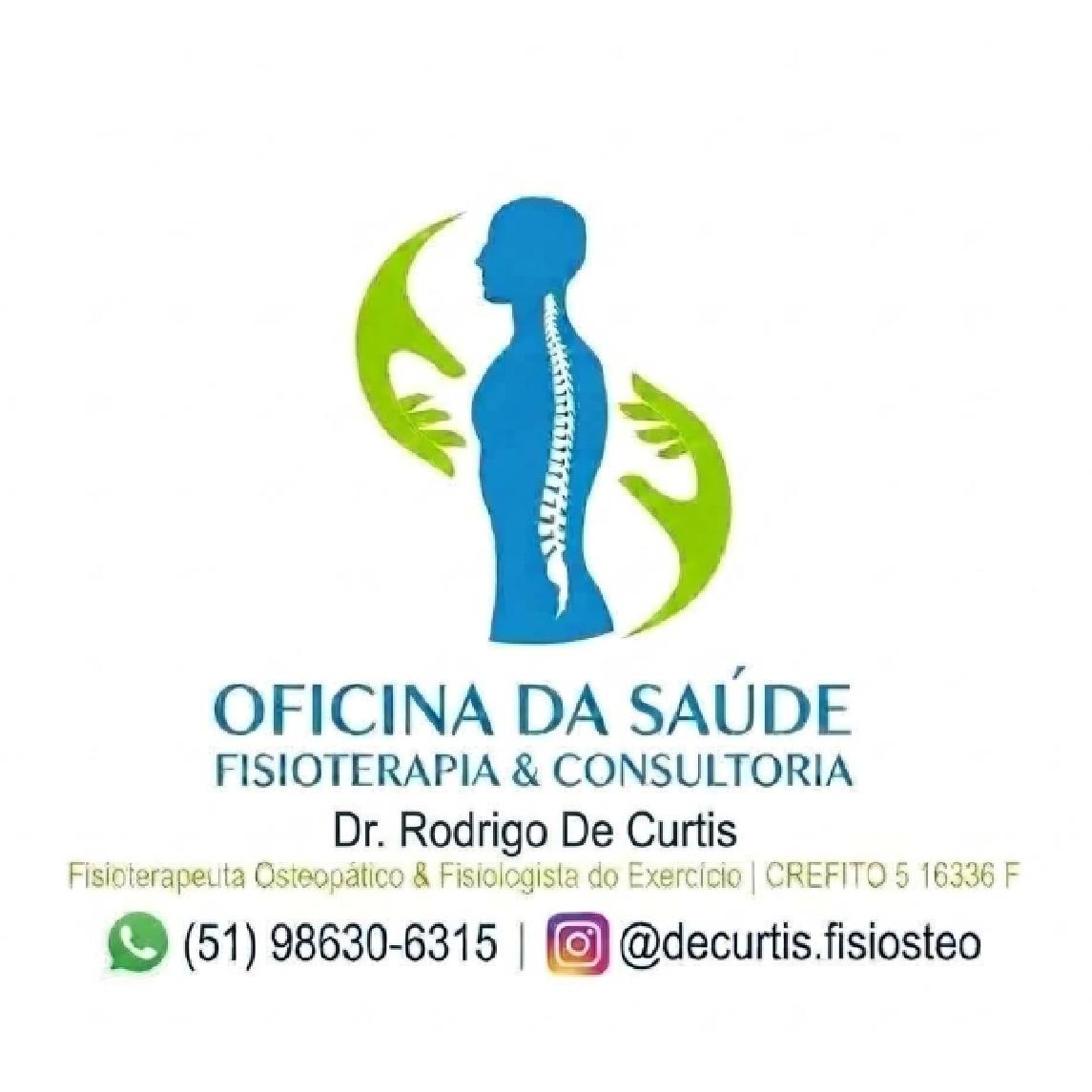 Logo for a physiotherapy clinic with a blue silhouette and green hands.