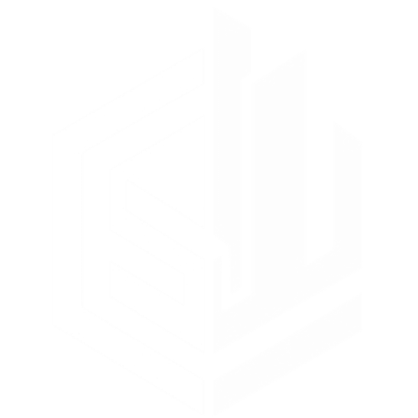 A minimalist logo with stylized letters inside a geometric hexagon.