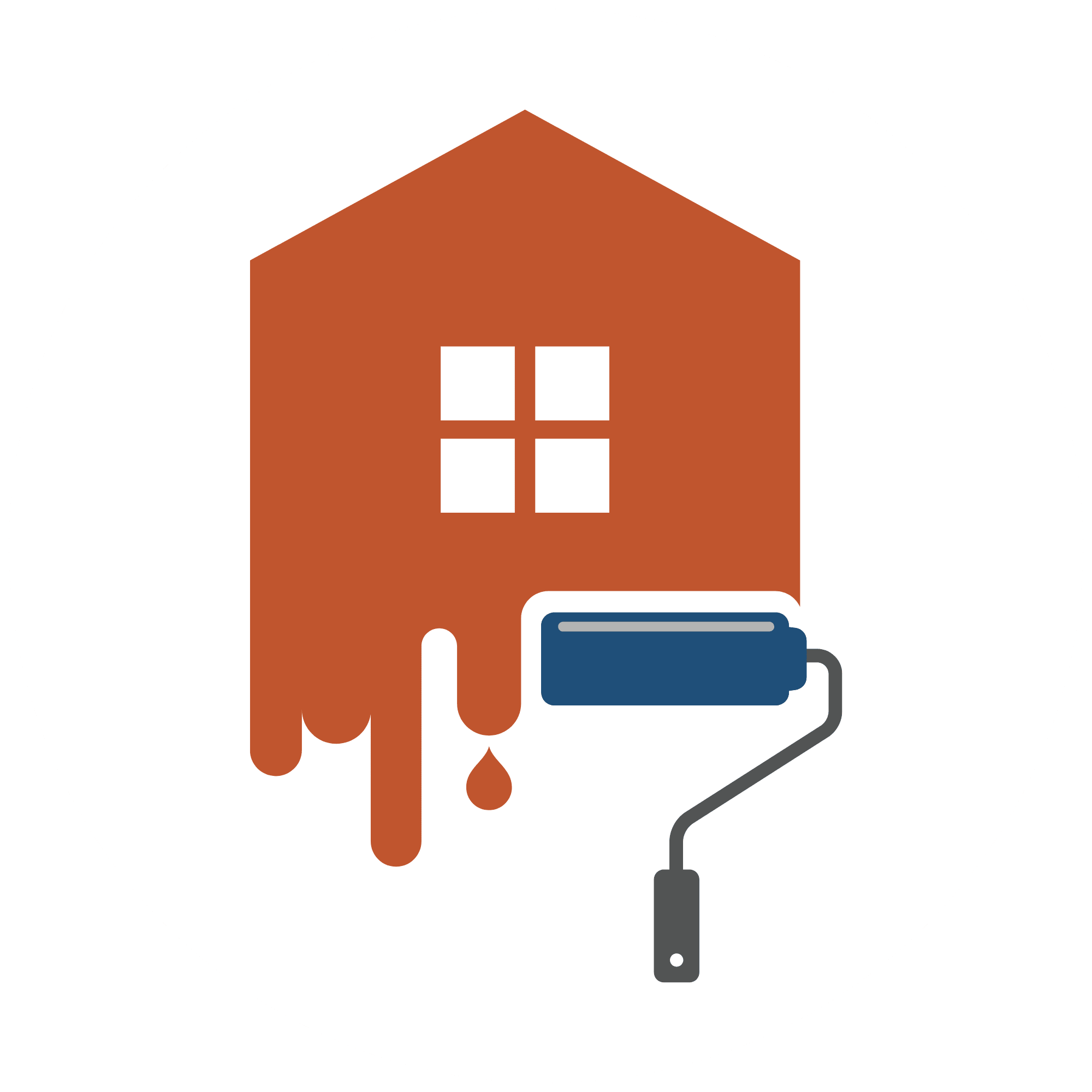 Icon of a house being painted with a roller.