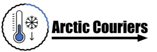 Logo for Arctic Couriers with thermometer and snowflake icon
