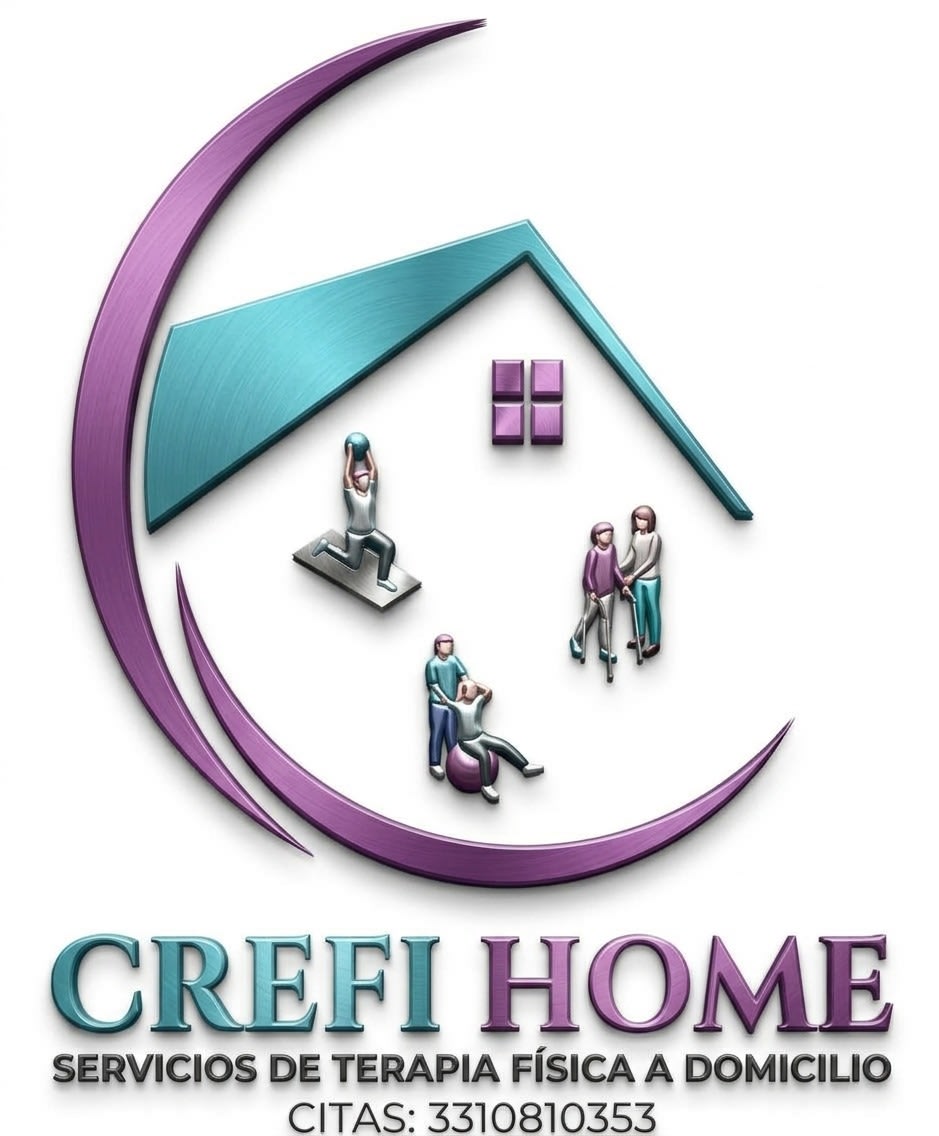 Logo for home-based physical therapy services with stylized figures and house icon.