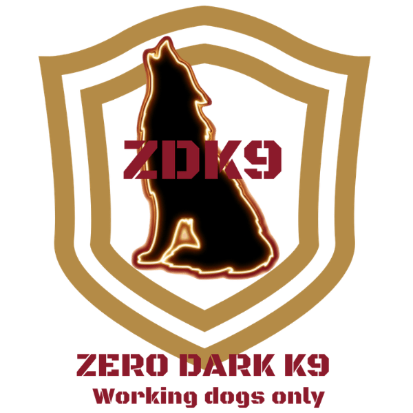 Logo for a K9 unit with a glowing dog silhouette inside a shield.