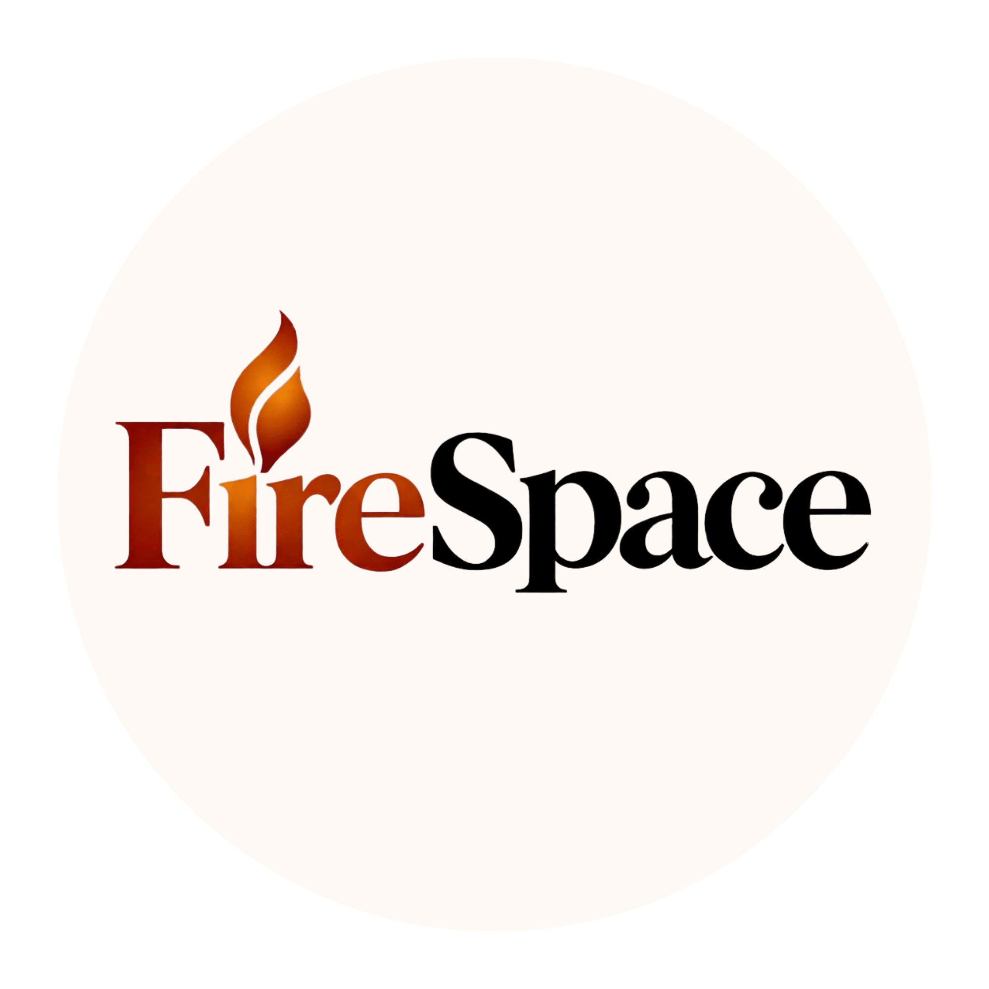 Logo for FireSpace, featuring stylized flame icon and text in circle.