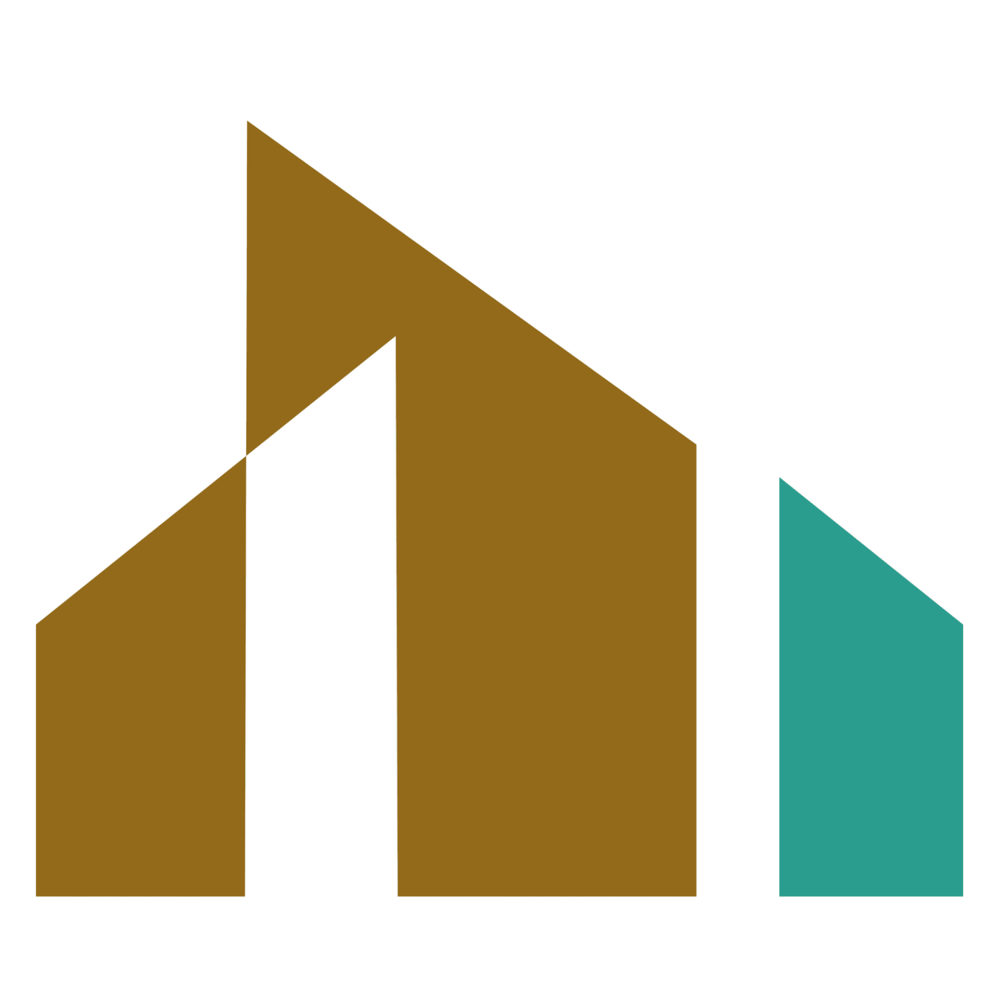 Abstract geometric logo with house-like shapes on a solid background
