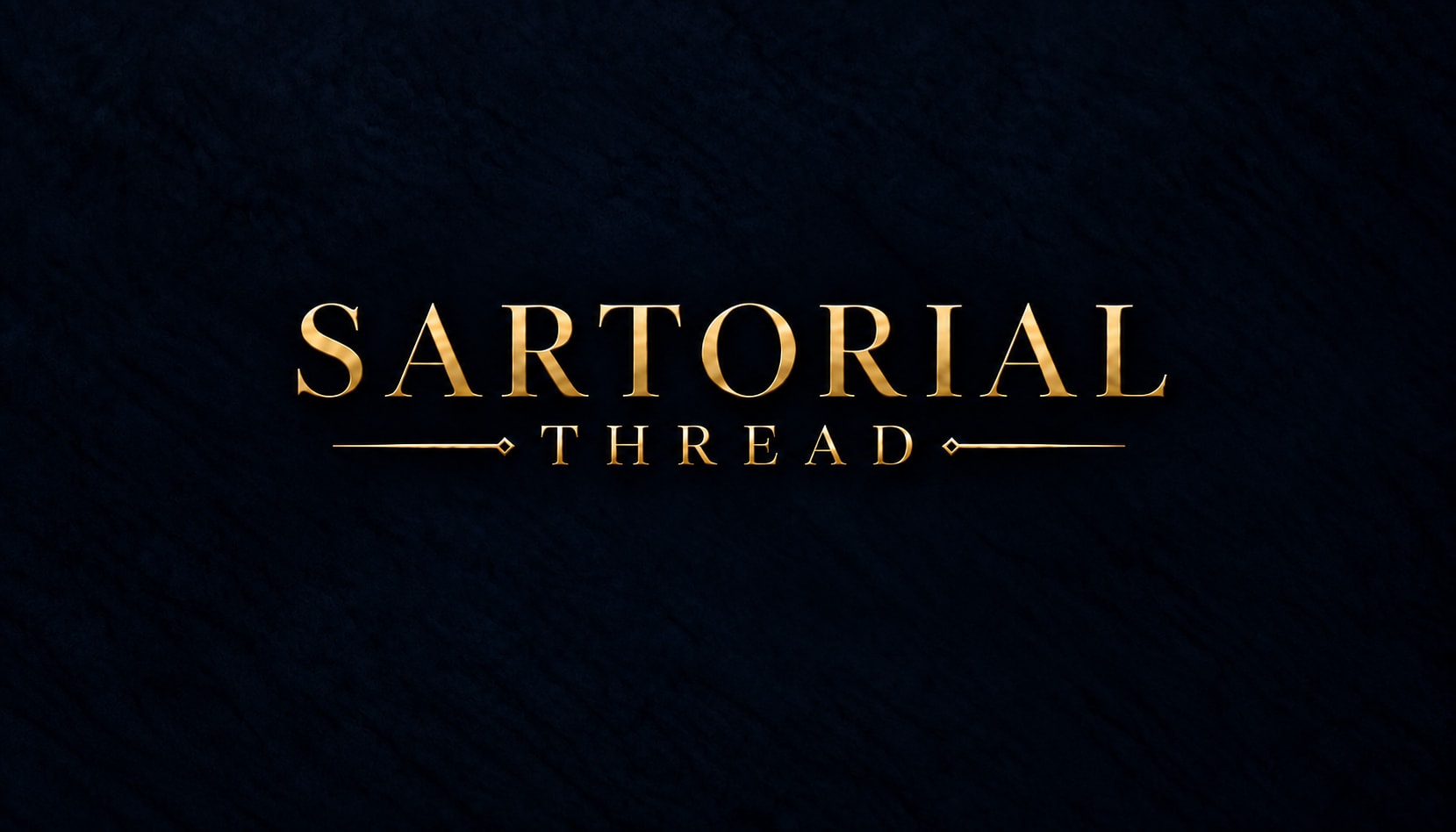 Luxury menswear brand logo on textured dark fabric background