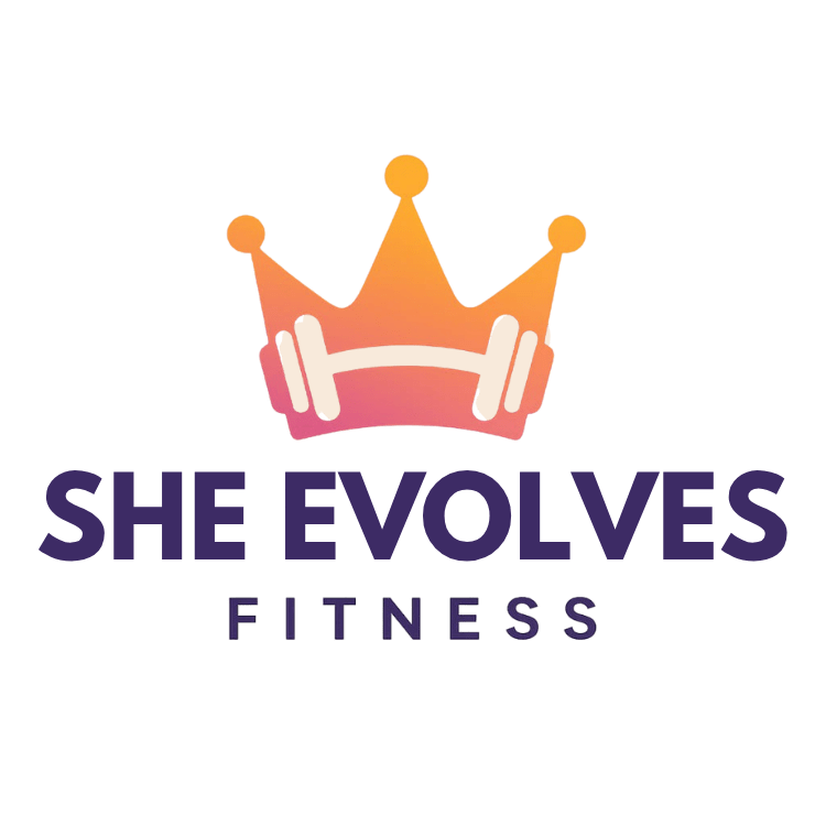 Logo for a fitness brand featuring a crown holding a barbell.
