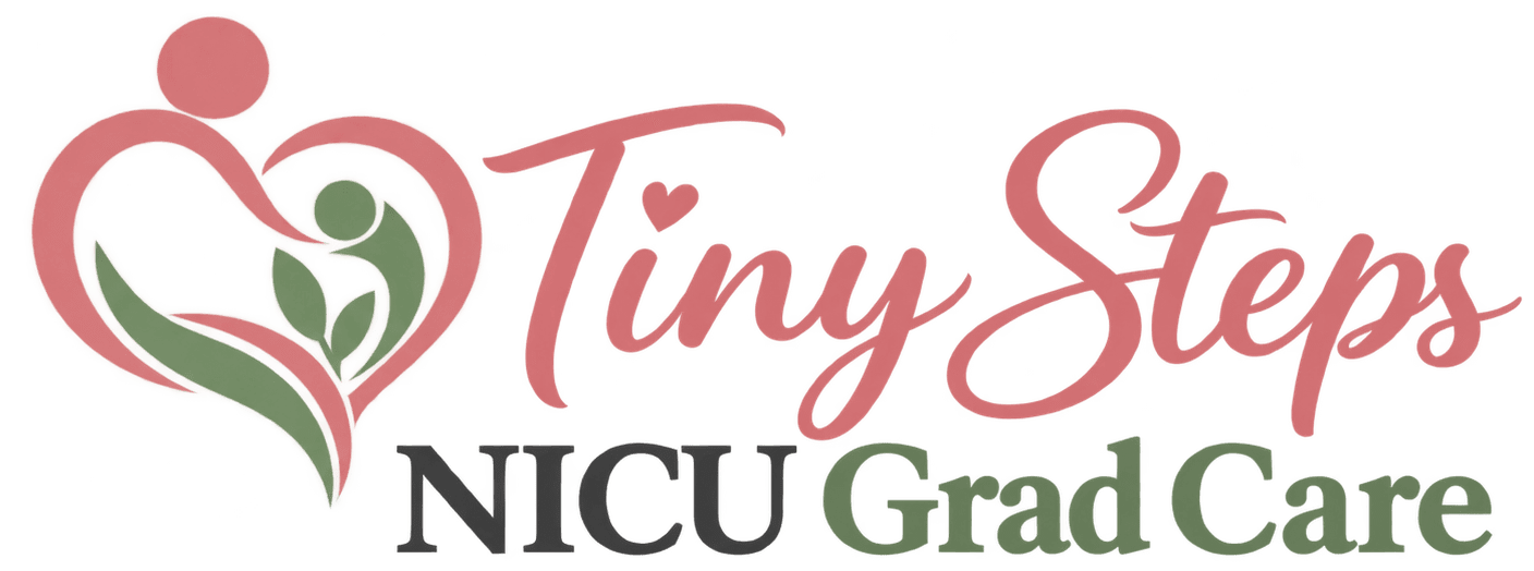 Logo for a NICU grad care service with heart and child icon.