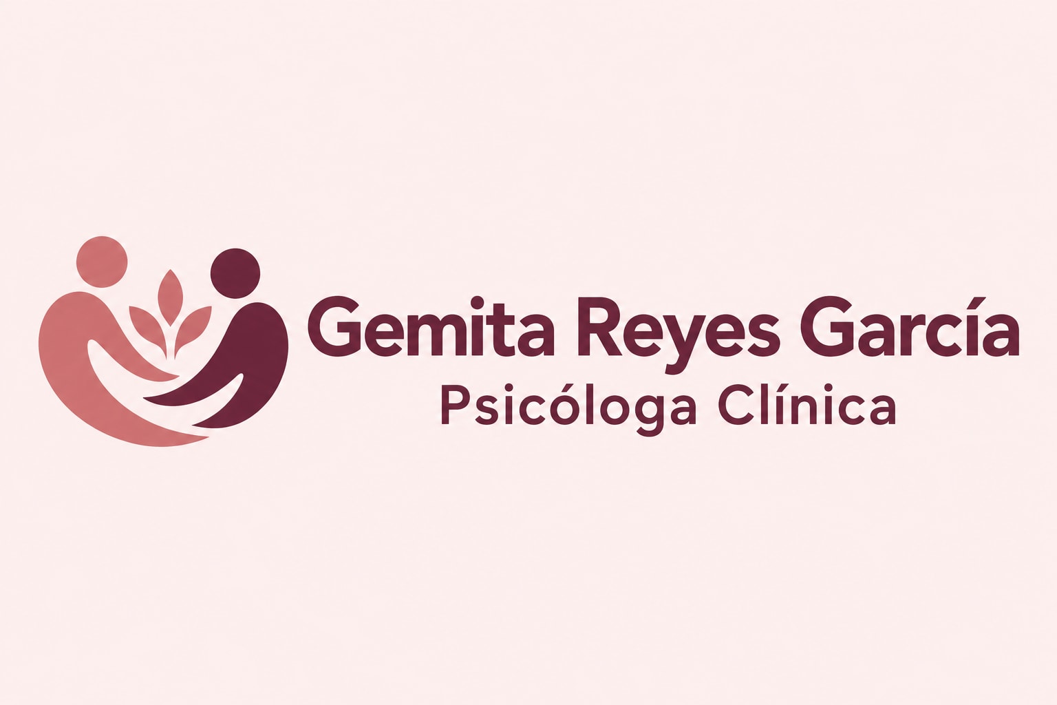 Clinic logo for a clinical psychologist with stylized figures and plant motif.