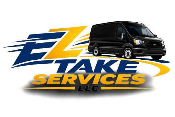 Black van with company logo on green background