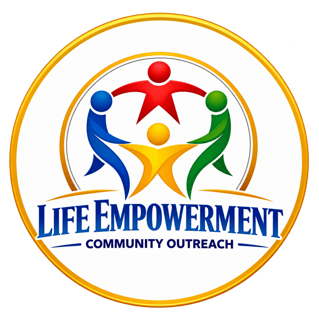 Logo for a community outreach organization with stylized human figures.