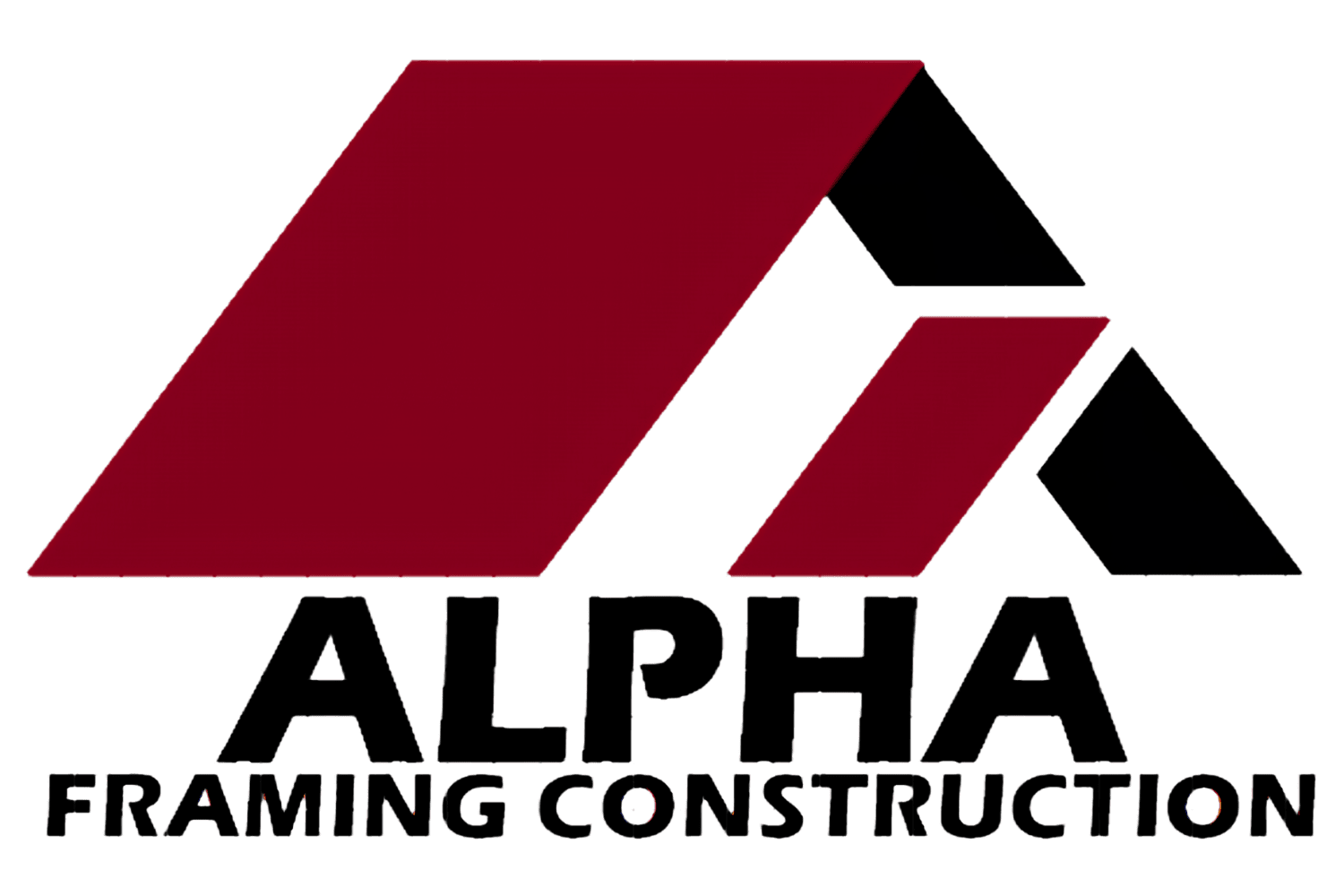 Logo for a construction company with red and black geometric shapes.
