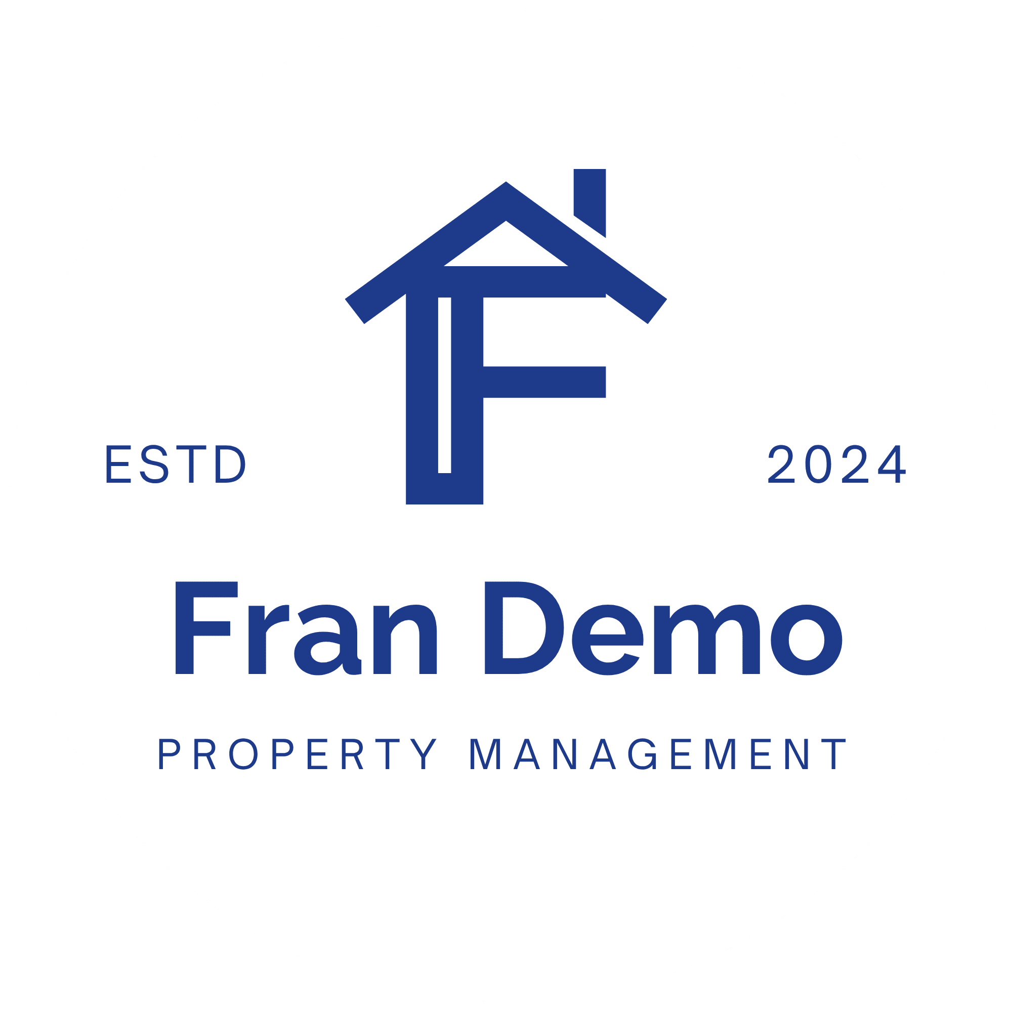 A circular business logo for a property management company.