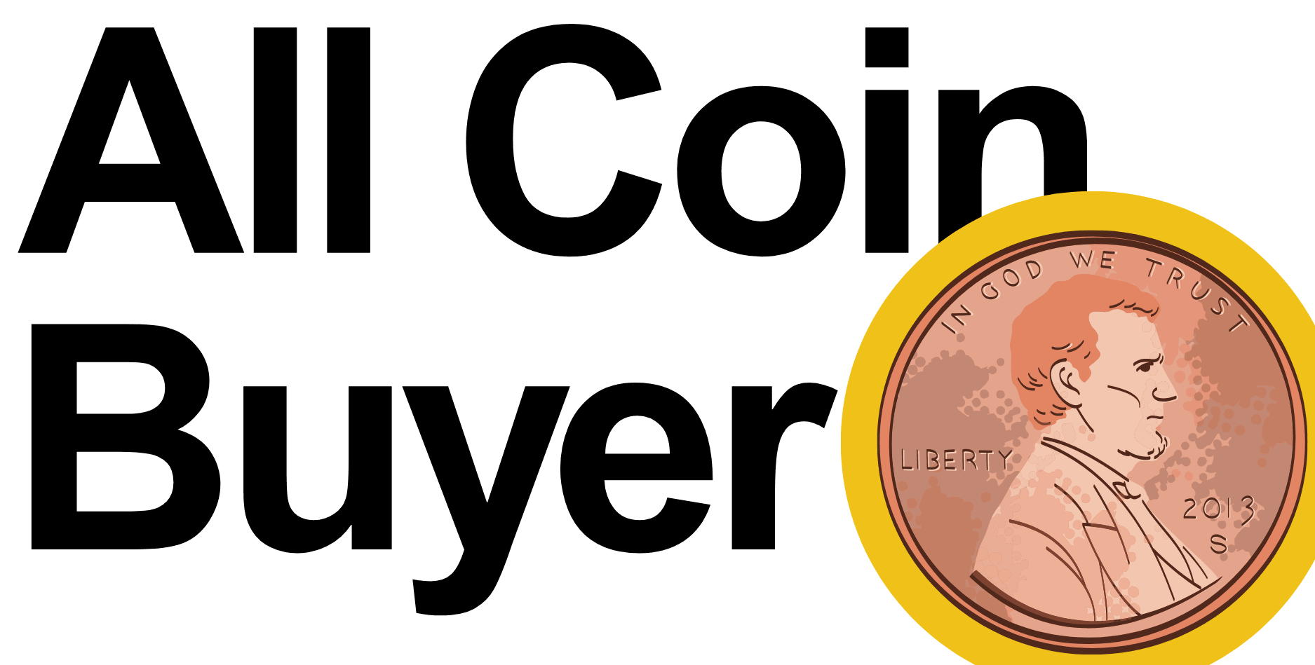A green background with bold text and a coin graphic for a coin buying service.