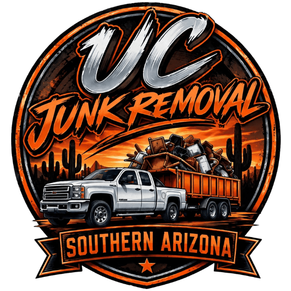 Logo for a junk removal service in Southern Arizona featuring a pickup truck.