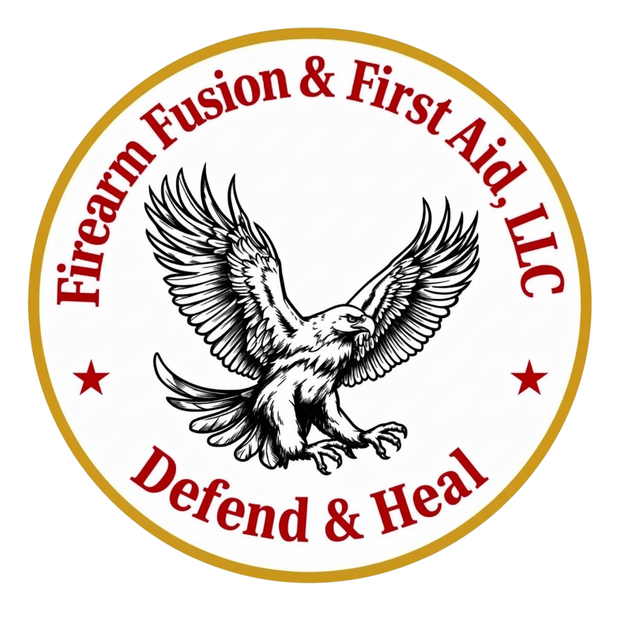 Circular logo for a firearm training and first aid company.