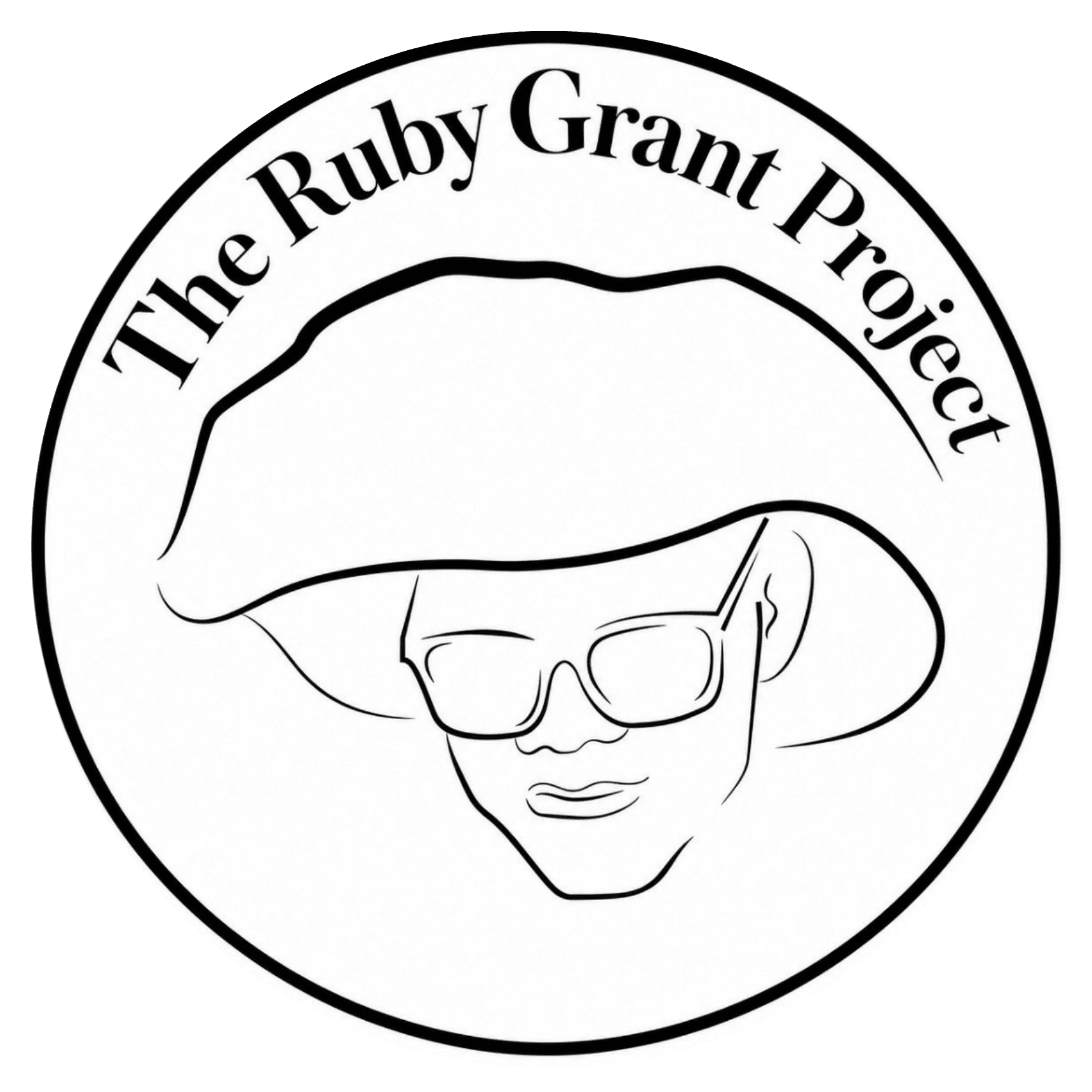 Logo for The Ruby Grant Project with stylized face and hat.