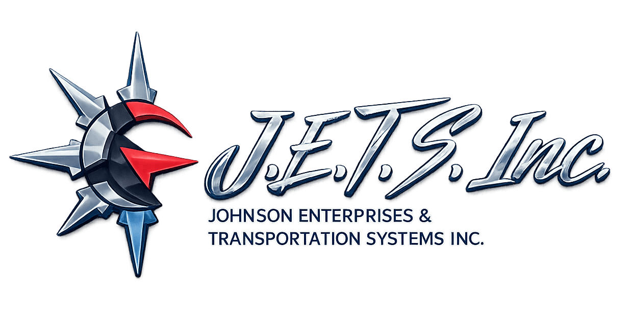 Corporate logo for J.E.T.S. Inc. with stylized compass icon and company name.