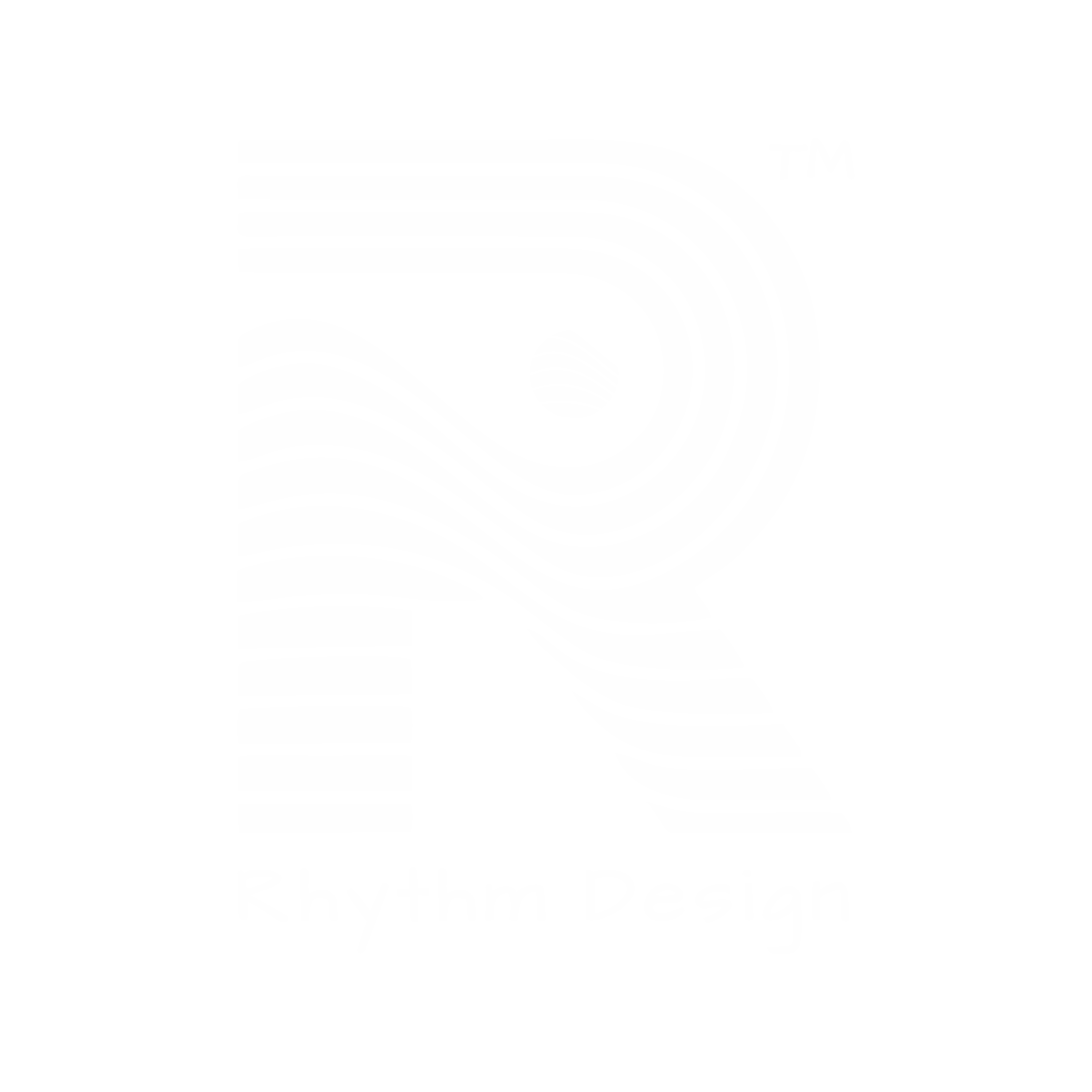 A stylized white R logo on green background with 'Rhythm Design' text.