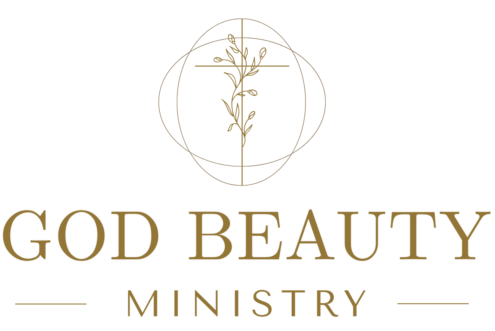 Logo for a religious organization with plant and cross motif